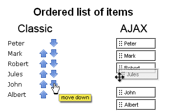 经典和AJAX排序列表