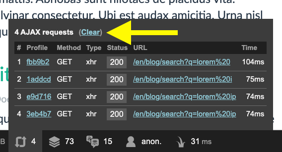 Symfony 4.4 web调试工具栏中Ajax请求列表中的新Clear链接ob娱乐下载